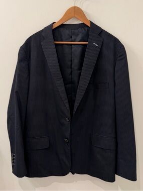 Holland & Sherry Saville Road London Navy Light Blue Pinstripe Blazer, 46R